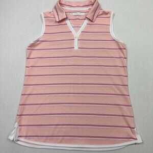 Pebble Beach Performance Pink Stripe Sleeveless Shirt, Small